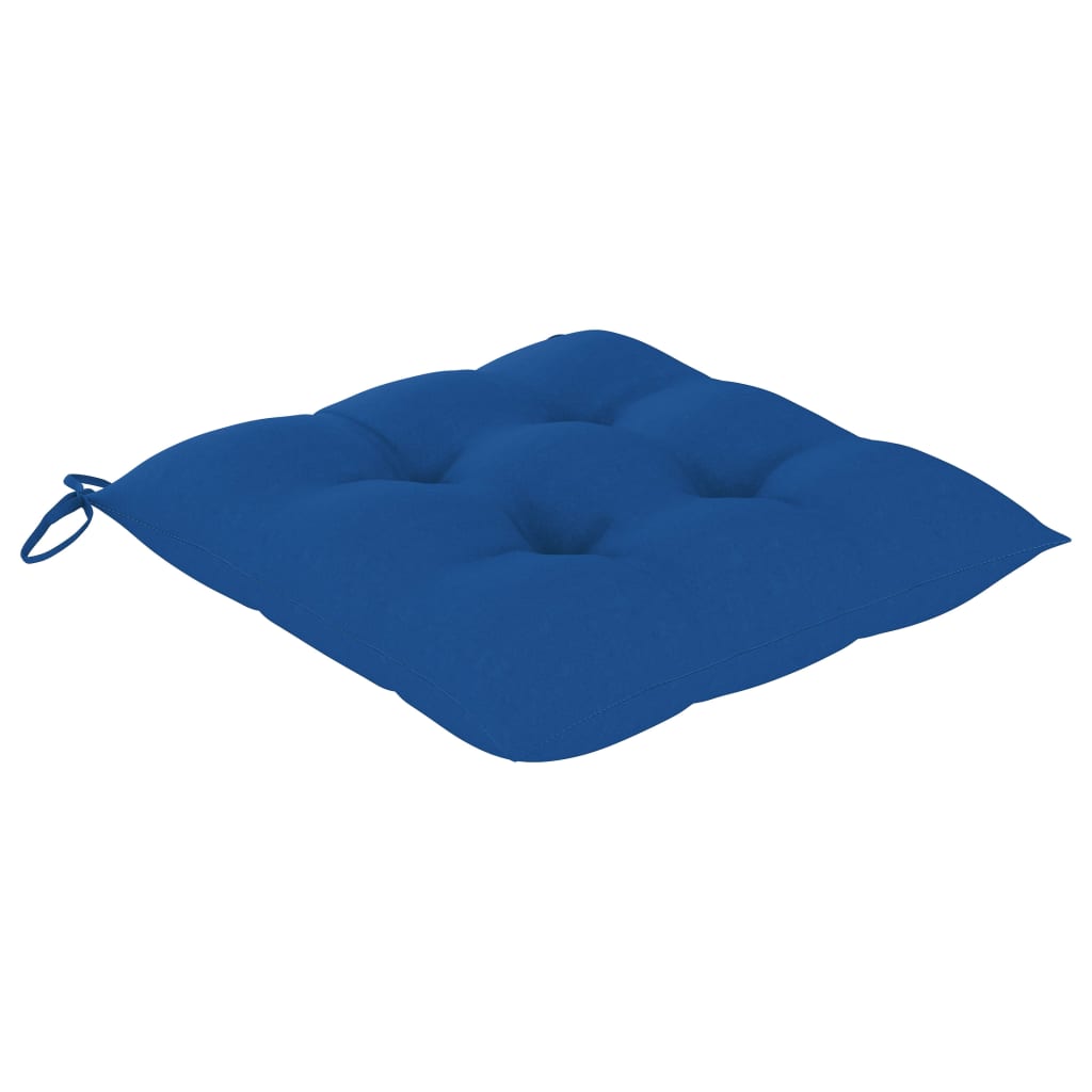 Tuinstoelen 2 St Met Blauwe Kussens Massief Teakhout