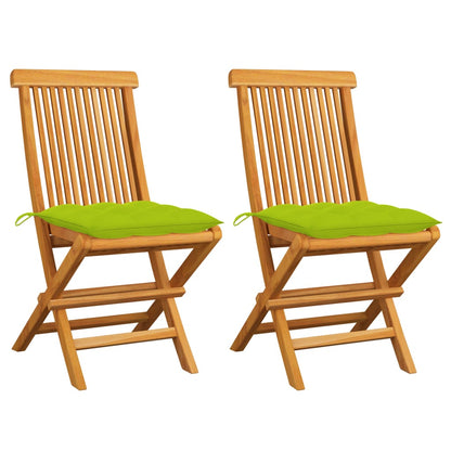 Tuinstoelen Met E Kussens Massief Teakhout 2 Heldergroen