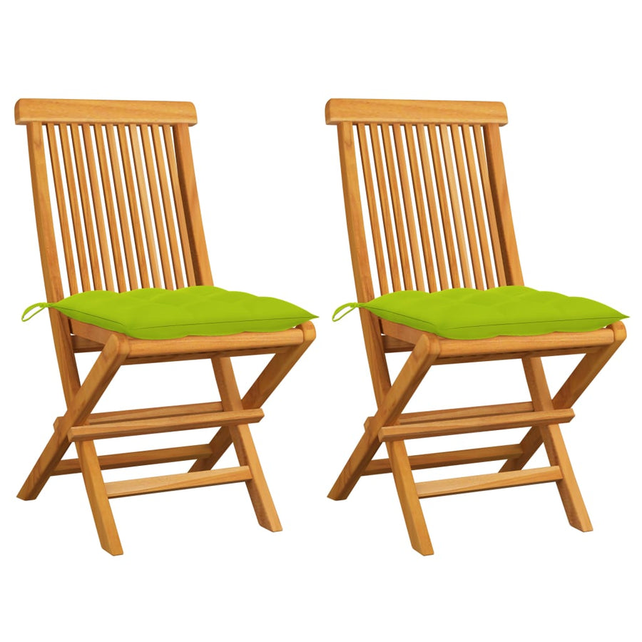 Tuinstoelen Met E Kussens Massief Teakhout 2 Heldergroen