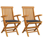 Tuinstoelen 2 st massief teakhout antraciet kussens