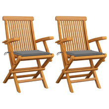 Tuinstoelen Met Grijze Kussens Massief Teakhout 2 Grijs