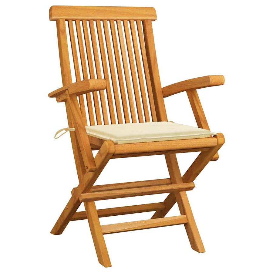 Tuinstoelen Met Kleurige Kussens Massief Teakhout 2 Crème