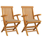 Tuinstoelen massief teakhout met kussens 2 stuks