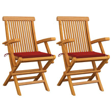 Tuinstoelen Met Rode Kussens Massief Teakhout 2