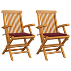 Tuinstoelen 2 stuks massief teakhout wijnrood