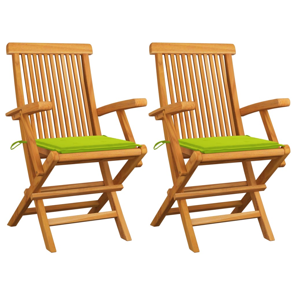 Tuinstoelen Met E Kussens Massief Teakhout 2 Heldergroen