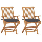 Tuinstoelen 2 st massief teakhout antraciet kussens