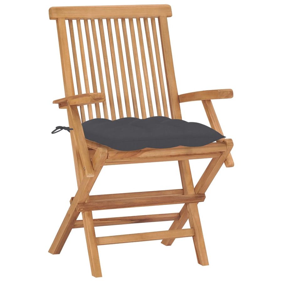 Tuinstoelen Met Kleurige Kussens Massief Teakhout 2 Antraciet