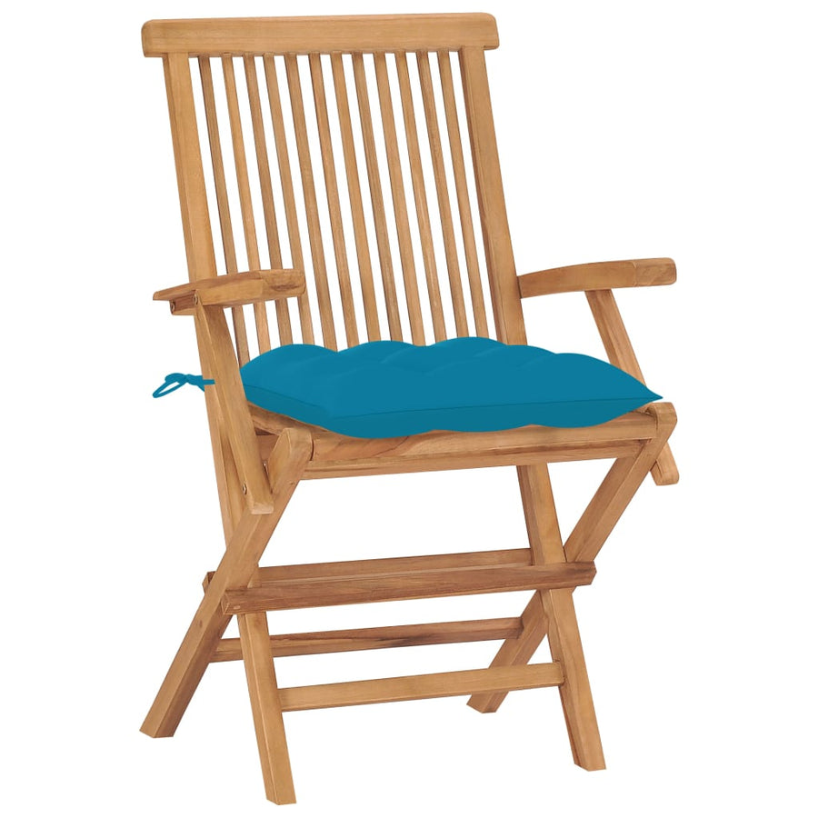 Tuinstoelen Met E Kussens Massief Teakhout 2 lichtblauw