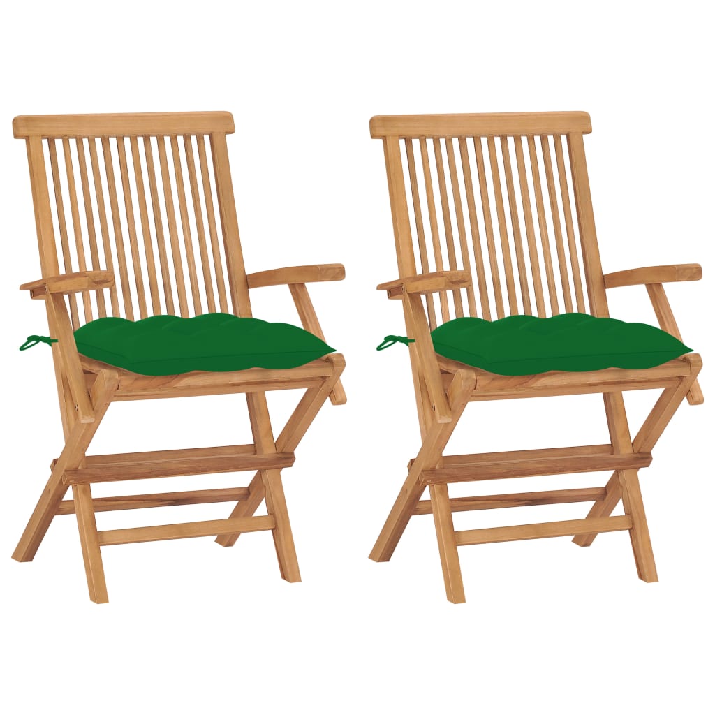 Tuinstoelen Met E Kussens Massief Teakhout 2 Groen