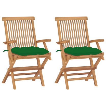 Tuinstoelen Met E Kussens Massief Teakhout 2 Groen