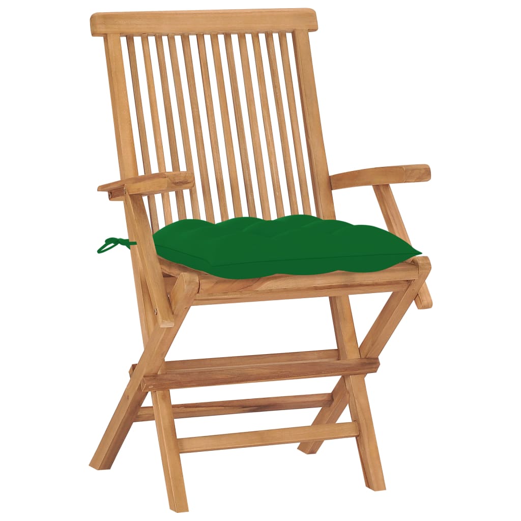 Tuinstoelen Met E Kussens Massief Teakhout 2 Groen