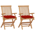 Garden Chairs With Red Cushions Solid Teakwood 2