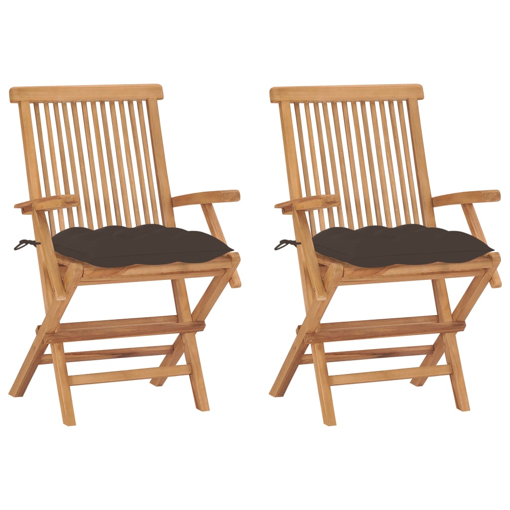 Tuinstoelen Met Kussens Massief Teakhout 2 Taupe