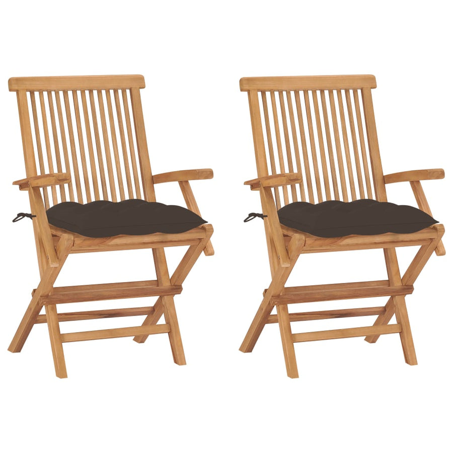 Tuinstoelen Met Kussens Massief Teakhout 2 Taupe