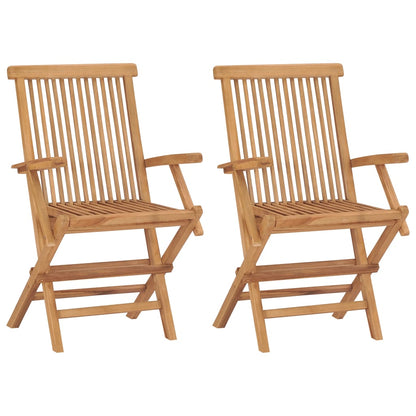 Tuinstoelen 2 St Met Blauwe Kussens Massief Teakhout
