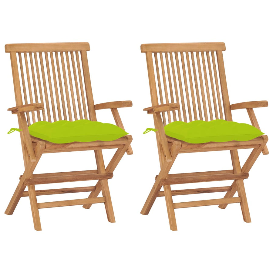 Tuinstoelen Met E Kussens Massief Teakhout 2 Heldergroen