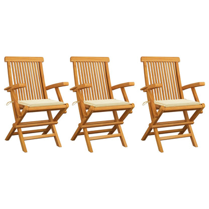 Tuinstoelen Met Kleurige Kussens Massief Teakhout 3 Crème
