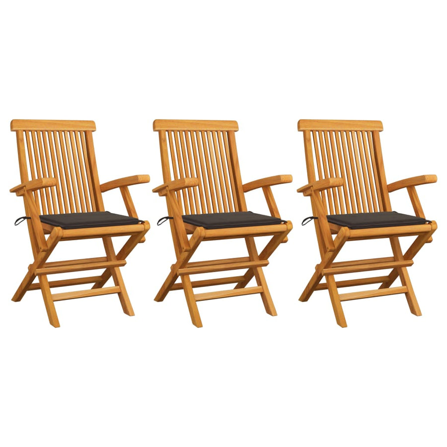 Tuinstoelen 3 St Met Taupe Kussens Massief Teakhout