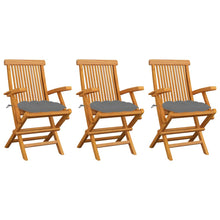 Tuinstoelen Met Grijze Kussens Massief Teakhout 3 Grijs