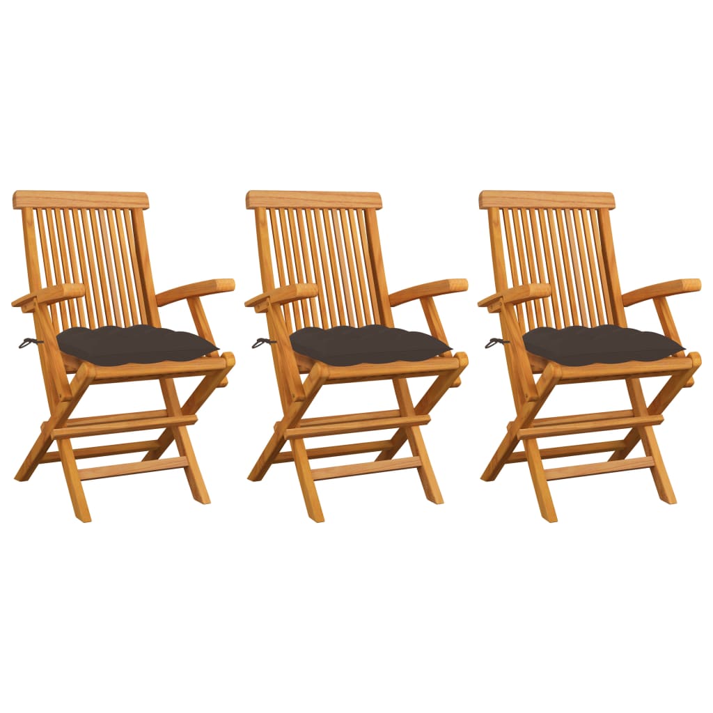 Tuinstoelen Met Kussens Massief Teakhout 3 Taupe