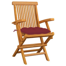 Tuinstoelen Met Wijnrode Kussens Massief Teakhout 3