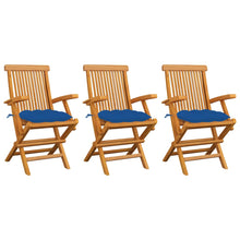 Tuinstoelen Met E Kussens Massief Teakhout 3 Blauw
