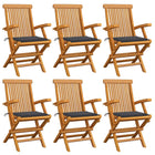 Tuinstoelen 6 st massief teakhout antraciet kussens