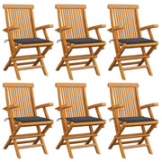 Tuinstoelen 6 st massief teakhout antraciet kussens