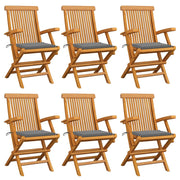 Tuinstoelen 6 stuks massief teakhout grijs