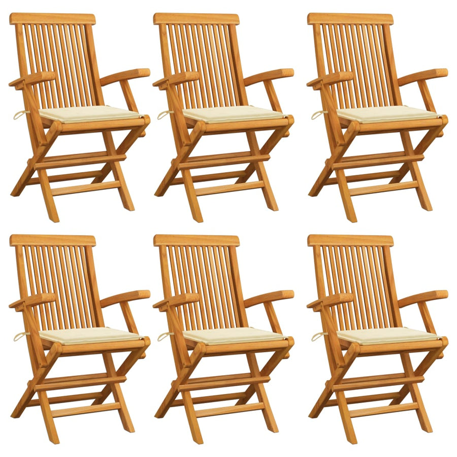 Tuinstoelen 6 St Met Crème Kussens Massief Teakhout 1