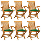 Tuinstoelen 6 st massief teakhout groen inklapbaar