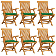 Tuinstoelen 6 st massief teakhout groen inklapbaar