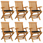 Tuinstoelen 6 stuks massief teakhout zwart
