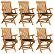 Tuinstoelen 6 stuks massief teakhout zwart