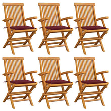 Tuinstoelen Met Wijnrode Kussens Massief Teakhout 6