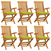Tuinstoelen 6 st massief teakhout heldergroen