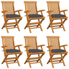 Tuinstoelen 6 st massief teakhout antraciet kussens