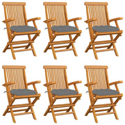 Tuinstoelen 6 st massief teakhout inklapbaar