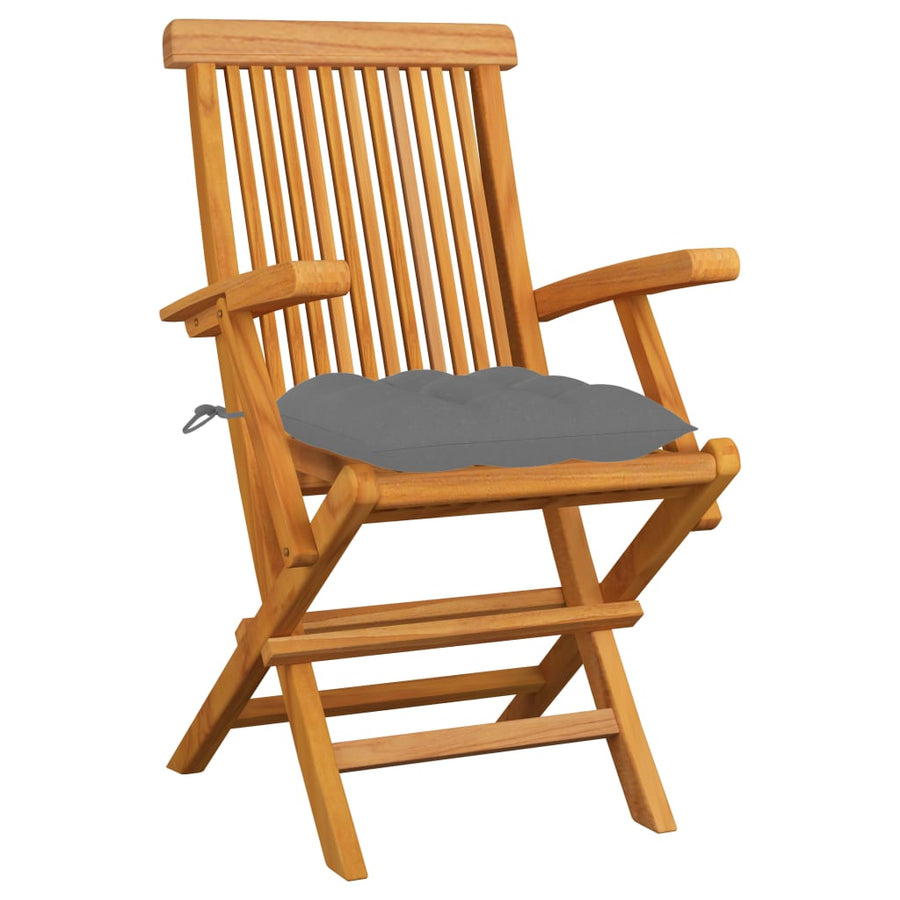 Tuinstoelen Met Grijze Kussens Massief Teakhout 6 Grijs