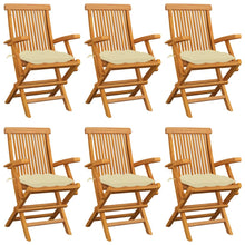 Tuinstoelen Met Witte Kussens Massief Teakhout 6 Crème