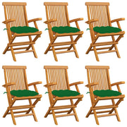 Tuinstoelen 6 st massief teakhout met kussens