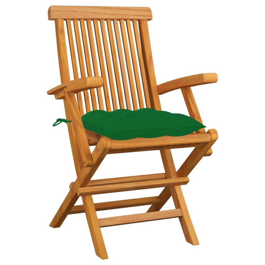 Tuinstoelen 6 St Met Groene Kussens Massief Teakhout