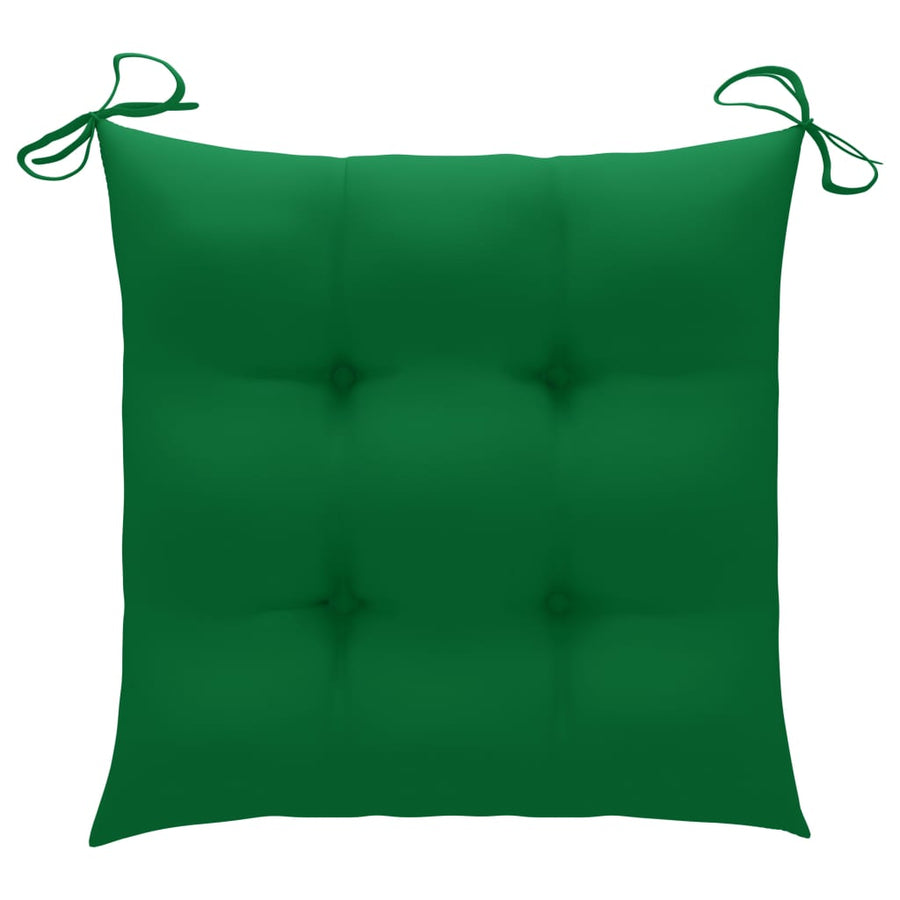Tuinstoelen 6 St Met Groene Kussens Massief Teakhout