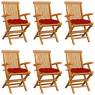 Tuinstoelen massief teakhout rood 6 stuks