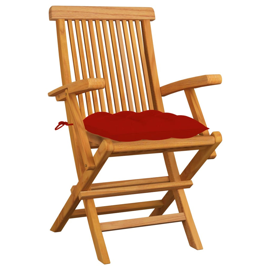 Tuinstoelen Met Rode Kussens Massief Teakhout 6