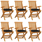 Tuinstoelen 6 st massief teakhout met kussens