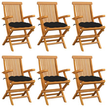 Tuinstoelen 6 St Met Zwarte Kussens Massief Teakhout