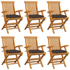 Tuinstoelen 6 st massief teakhout taupe kussens