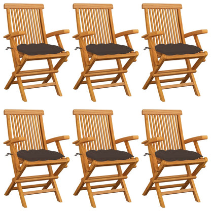 Tuinstoelen 6 St Met Taupe Kussens Massief Teakhout